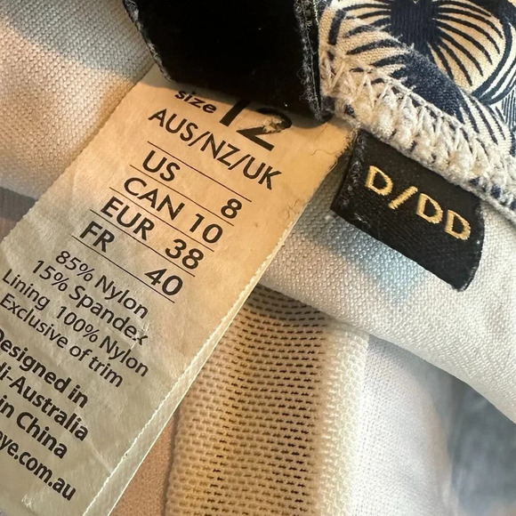 Bond-Eye Australia One Piece Swimsuit Bathing Suit Palm Print Size 8 D/DD Womens - Picture 10 of 11